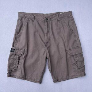 Wrangler Men’s Taupe Gray 5-Pocket Cargo Shorts Size 36 Utility Outdoor Gorpcore